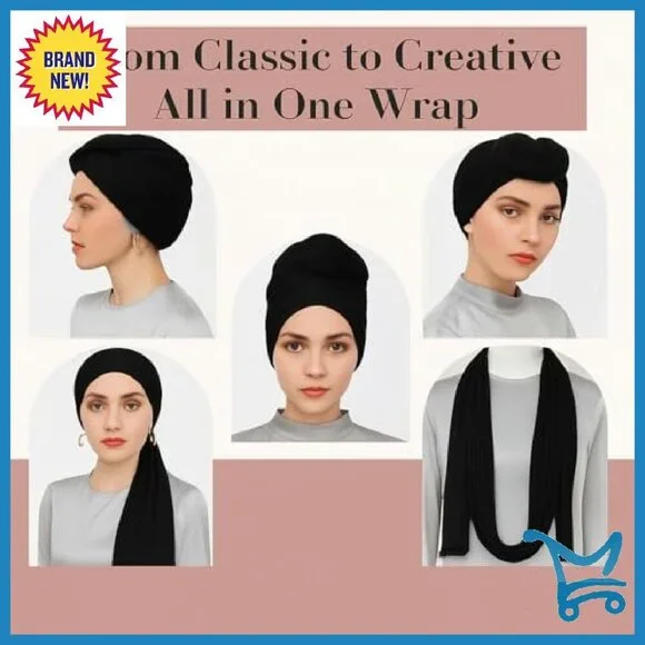 Premium Bamboo Jersey Hijab Scarf 71x28in Stretchy Turban Head Wrap